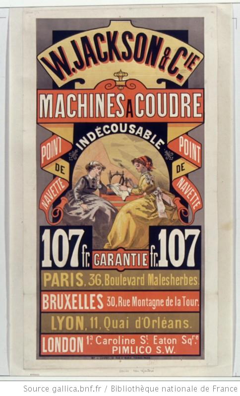 machine à coudre W Jackson & Cie 1869 affiche machine à coudre W Jackson & Cie 1869