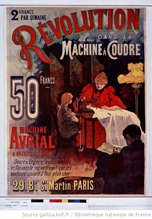pub machine à coudre 1895 publicité Machine à coudre Avrial 1895