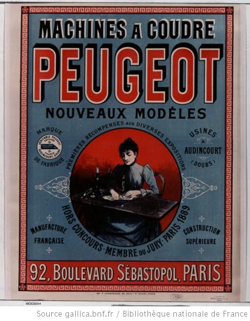 pub machine à coudre Peugeot 1890