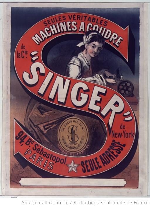 publicité machine à coudre singer 1870