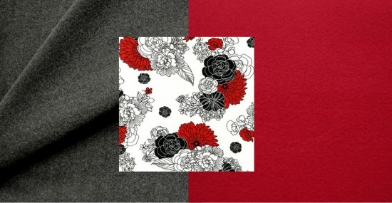 tissus manteau origami caban gris caban rouge